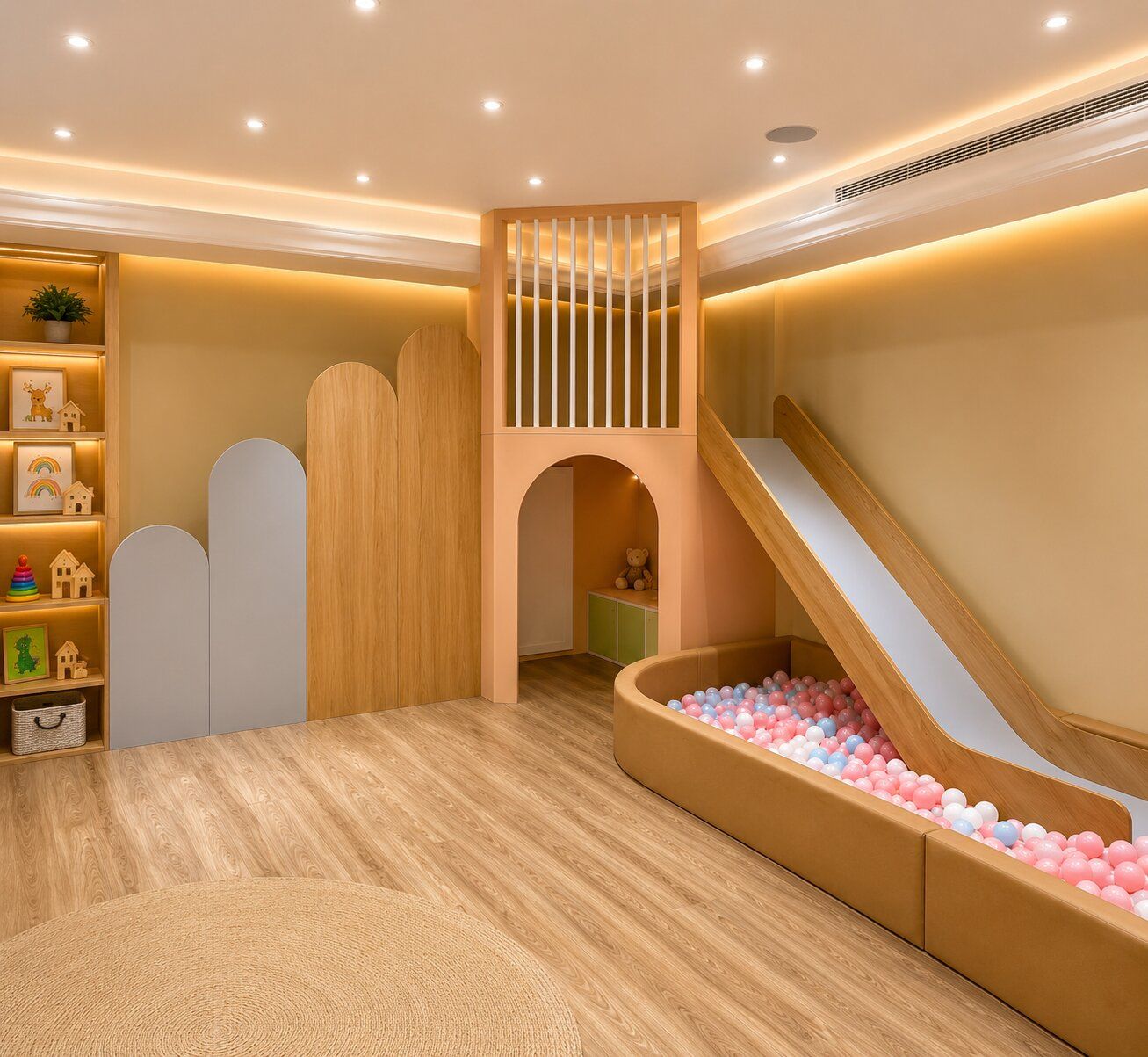 Bespoke kids playroom with slide and ball pit in Dubai